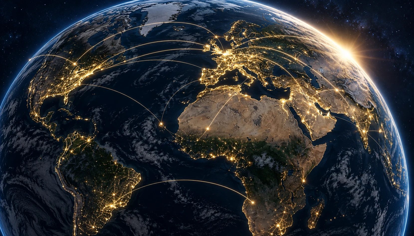 Conceptual globe showing international connections
