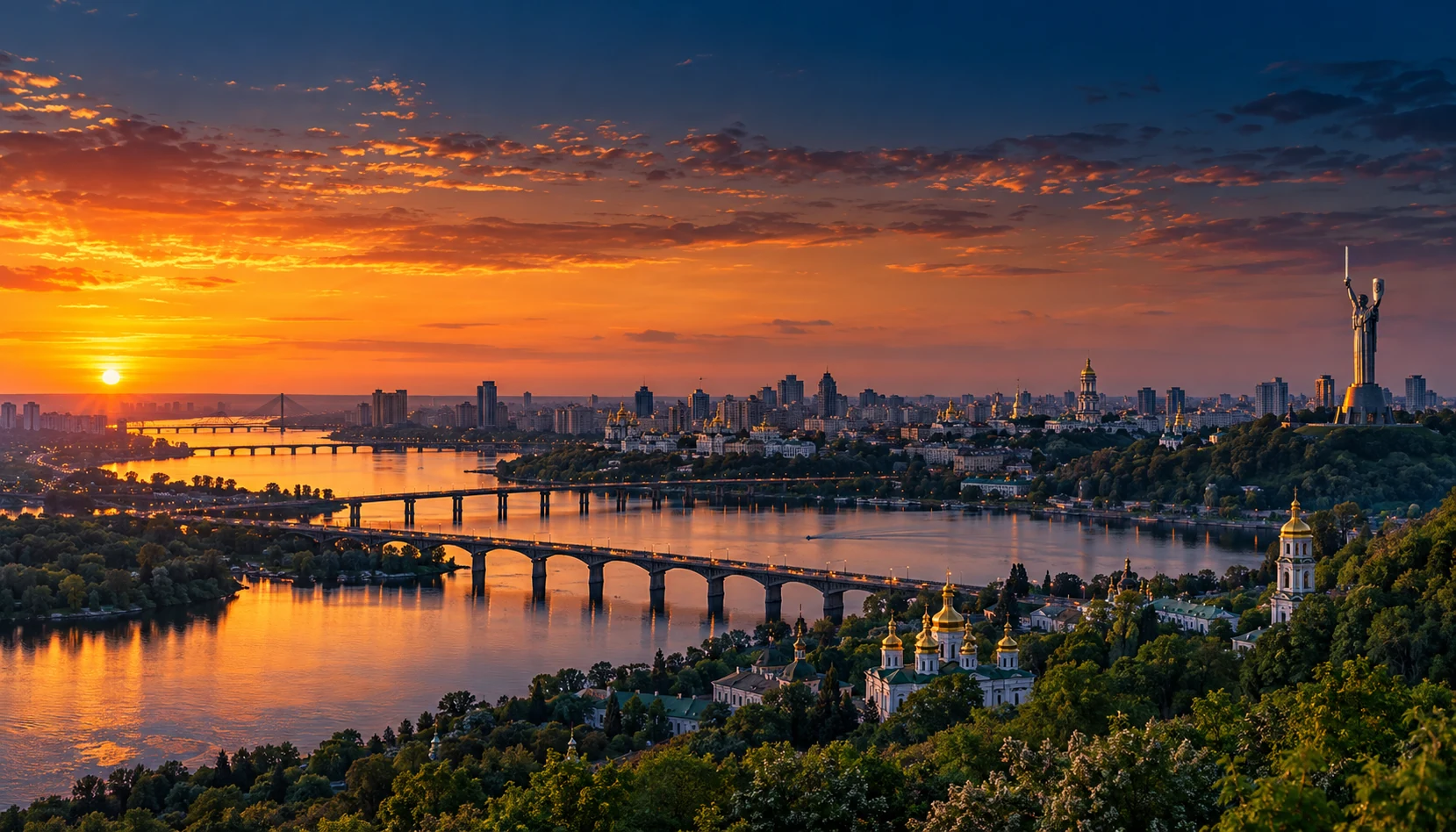 Illustrative Kyiv river panorama