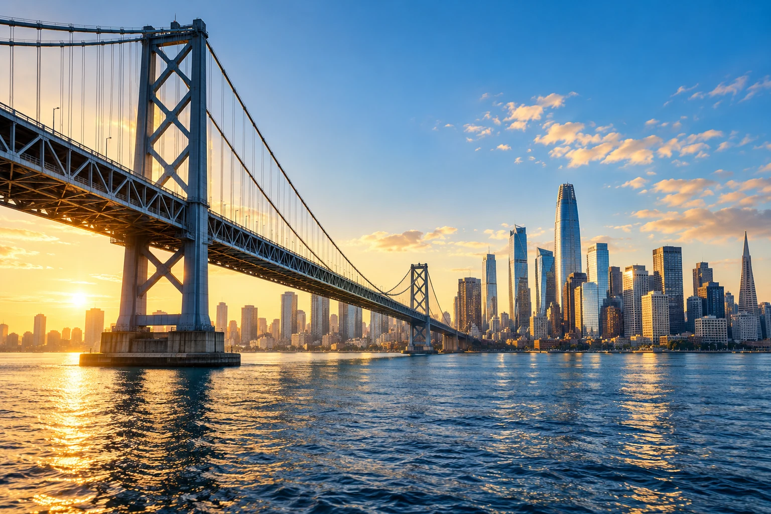 Illustrative bridge connecting commercial city districts